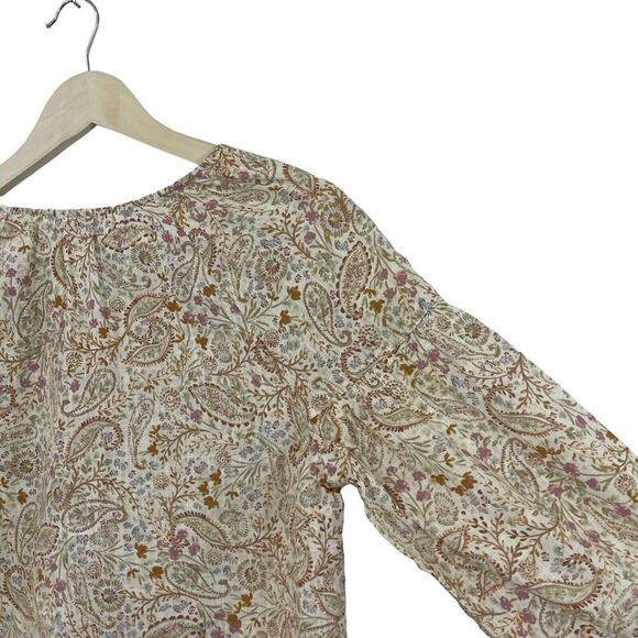 ANA A New Approach X-Small Peasant Botanical Top Boho V-Neck Cotton Rayon Womens - Picture 14 of 15